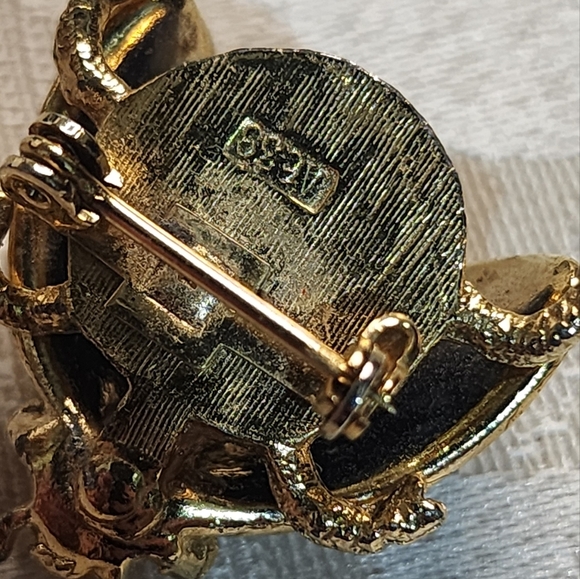 Vintage SPHINX Beetle Brooch Faux Lapis Pearl Rhinestone Bug Insect Pin - Picture 11 of 14